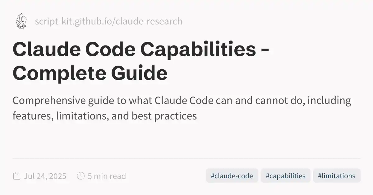 Claude Code Capabilities - Complete Guide