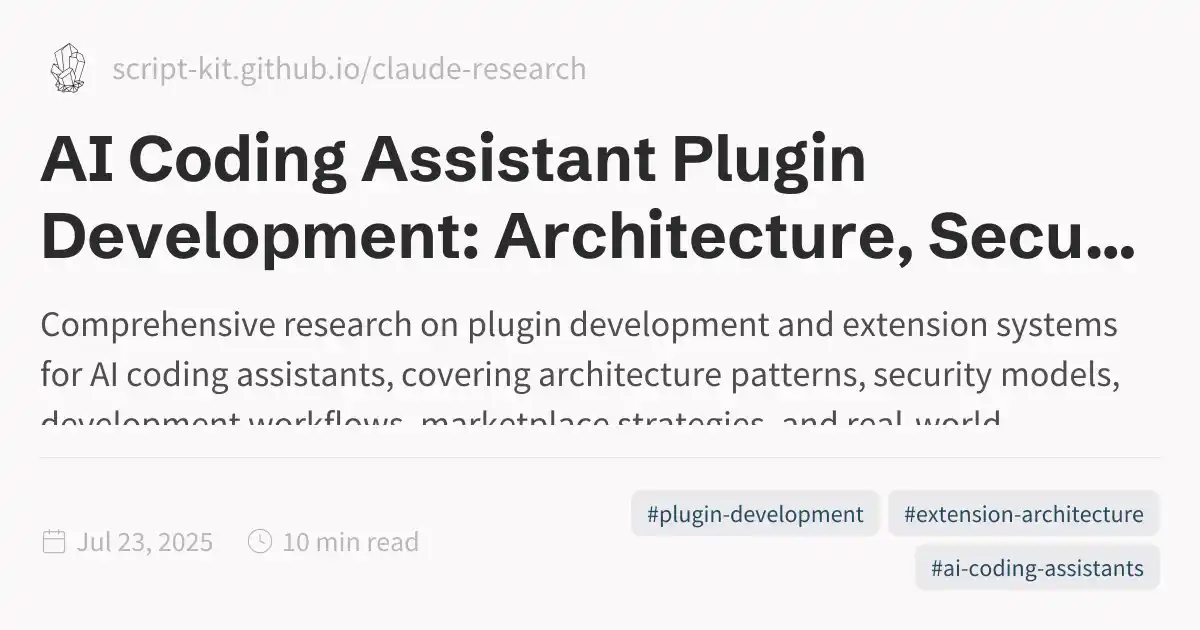 AI Coding Assistant Plugin Development: Architecture, Security, and ...
